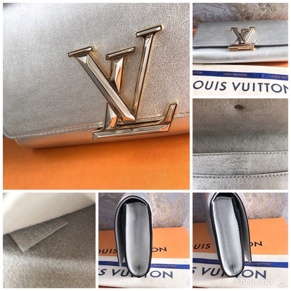 Louis Vuitton EW Louise Crystal Logo Silver Clutch - Picture 8 of 8